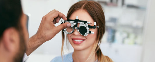 Optometrist carrying out an eye test in Birmingham
