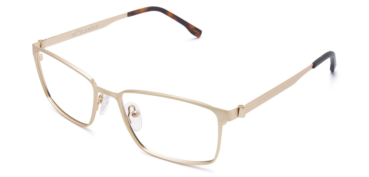 Cathal angular stainless-steel glasses in brushed light gold – Heyelander