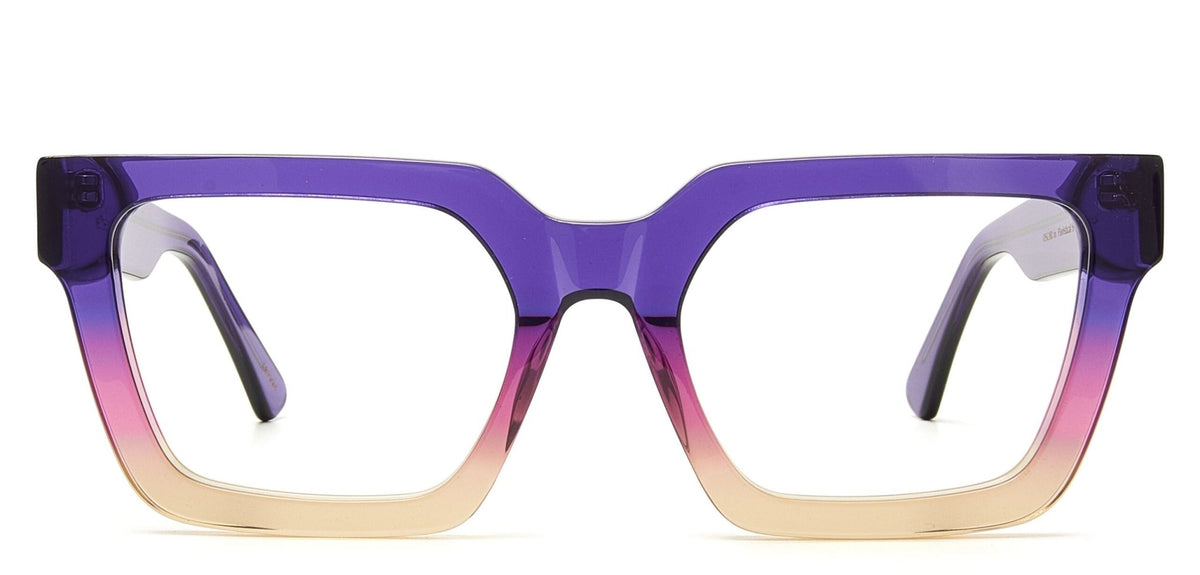 Oscar square acetate glasses in Floristical violet and rose – Heyelander