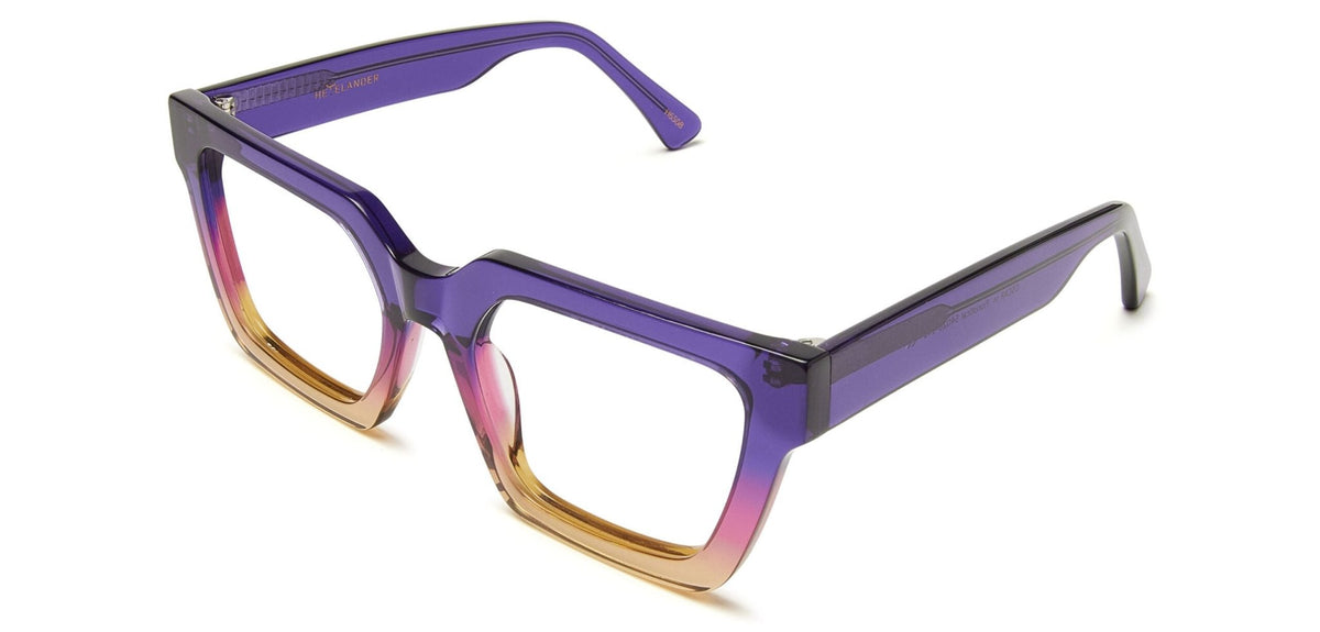 Oscar square acetate glasses in Floristical violet and rose – Heyelander