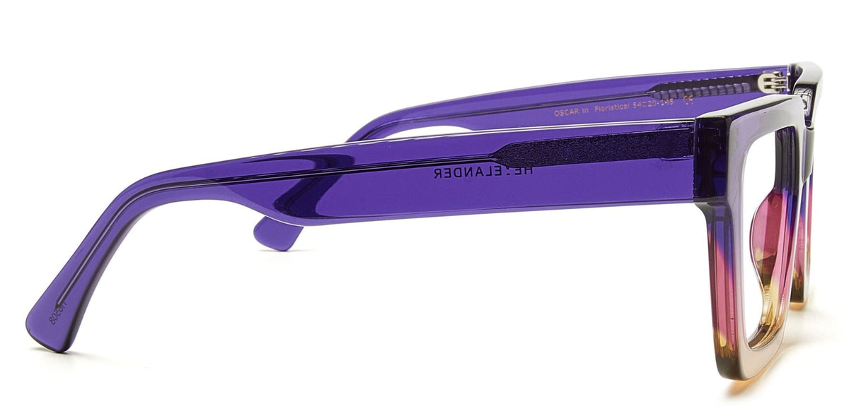 Oscar square acetate glasses in Floristical violet and rose – Heyelander