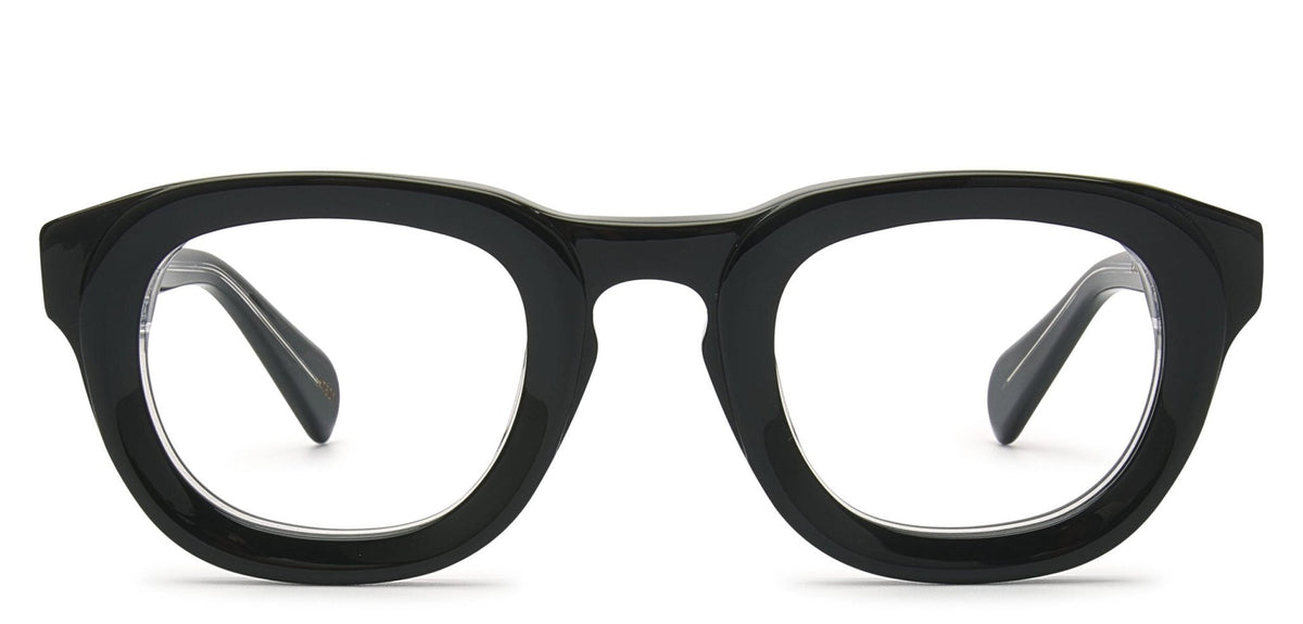 Capone square acetate glasses in black on crystal white – Heyelander