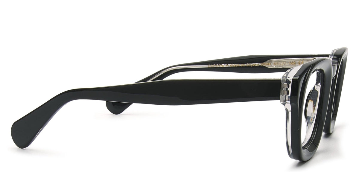Capone square acetate glasses in black on crystal white – Heyelander
