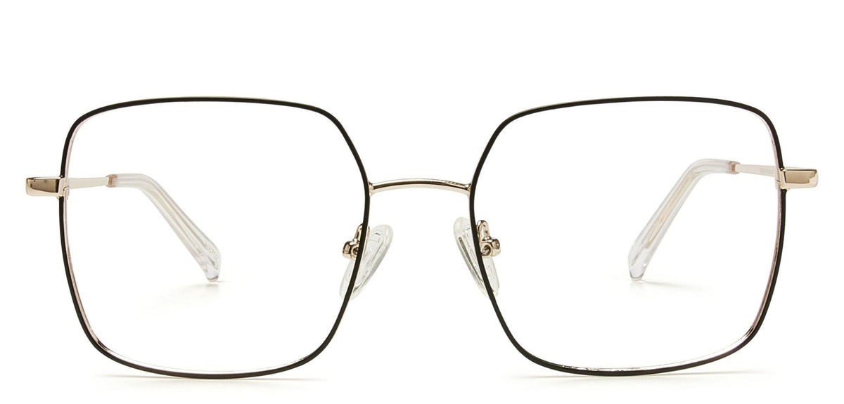 Tara oversized metal glasses in black on gold – Heyelander