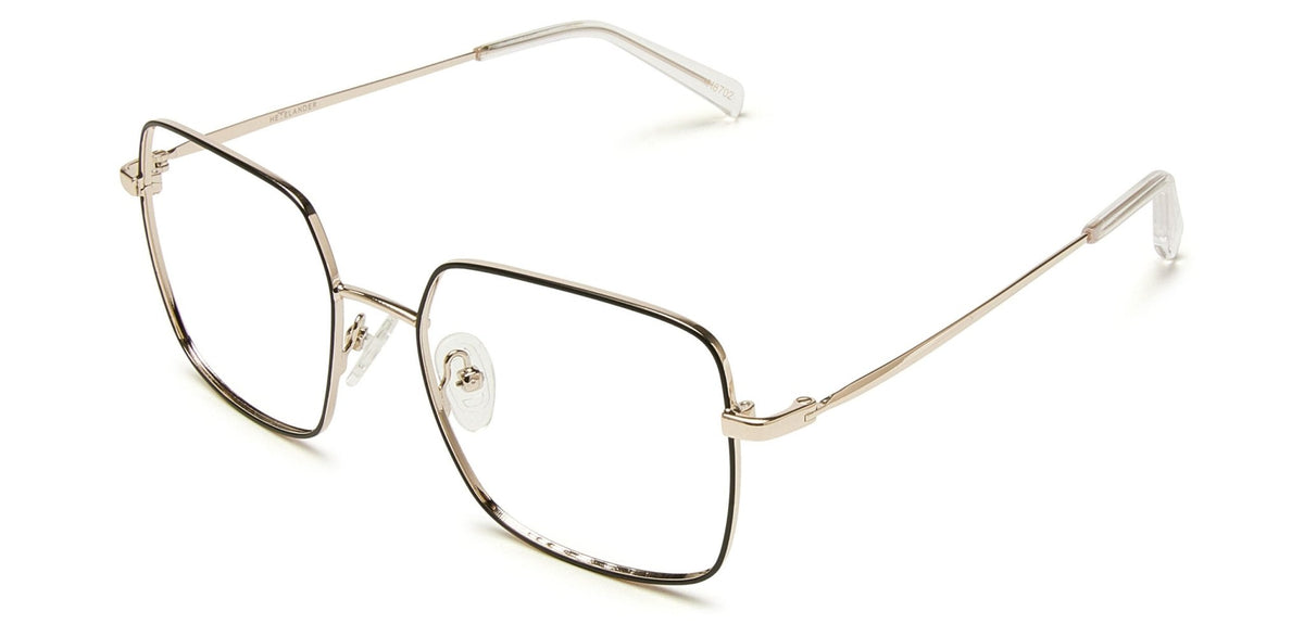 Tara oversized metal glasses in black on gold – Heyelander